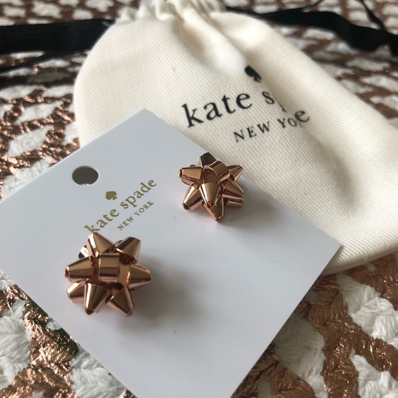 Kate Spade Rose Gold Bourgeois Bow Stud Earrings - Picture 2 of 6